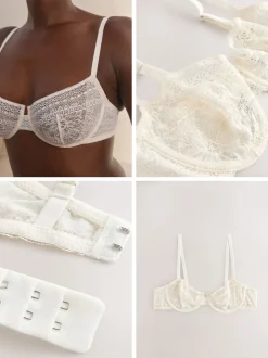 Cream Non Pad Balcony Premium Lace Bra