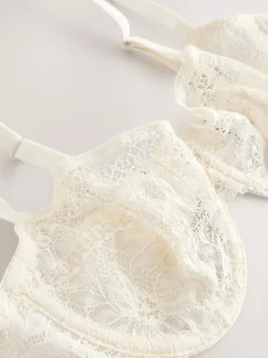 Cream Non Pad Balcony Premium Lace Bra
