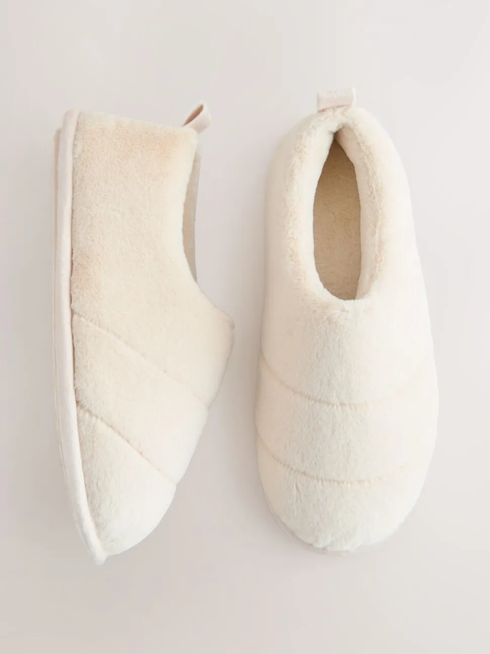 Cream Quilted Short Boot Slippers
