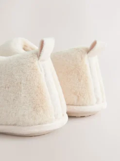 Cream Quilted Short Boot Slippers