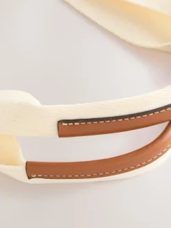 Cream Structured Canvas Shoulder Bag