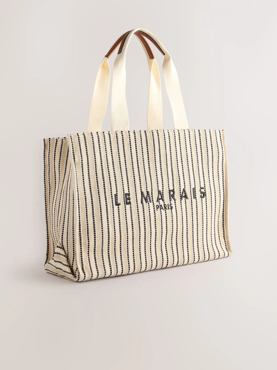 Cream Structured Canvas Shoulder Bag