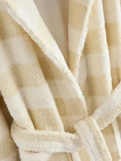 Cream Textured Stripe Dressing Gown