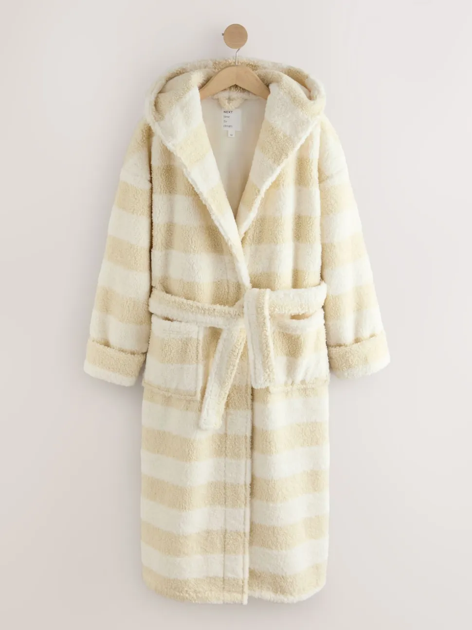 Cream Textured Stripe Dressing Gown