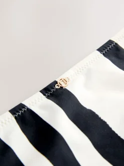 Cream/Black Stripe Brazilian High Leg Bikini Bottoms