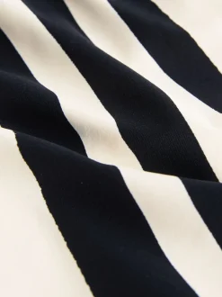 Cream/Black Stripe One Shoulder Tummy Control Swimsuit