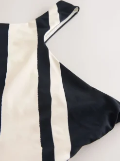 Cream/Black Stripe One Shoulder Tummy Control Swimsuit