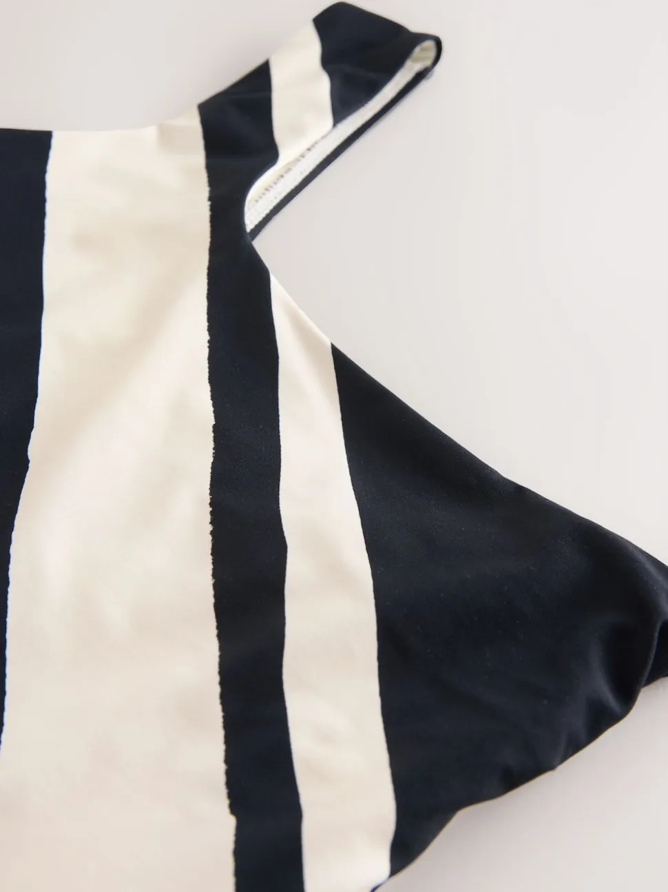 Cream/Black Stripe One Shoulder Tummy Control Swimsuit