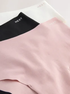 Cream/Pink/Black High Waist High Leg Cotton Rich No VPL Knickers 3 Pack