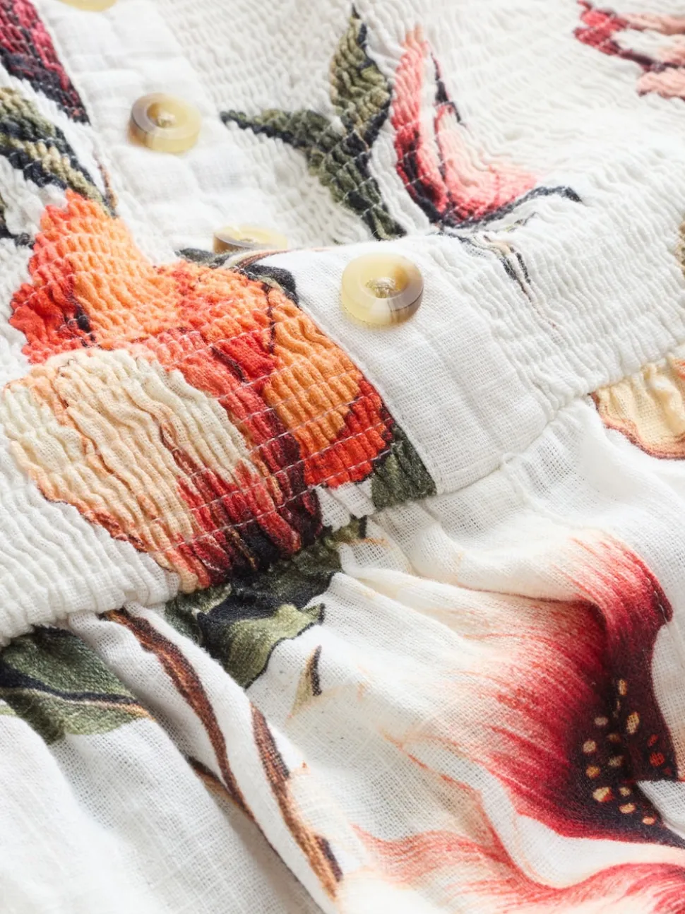 Cream/Red Floral Bandeau Jumpsuit with Linen
