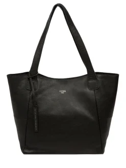 Cultured London 'Cami' Leather Black Tote Bag
