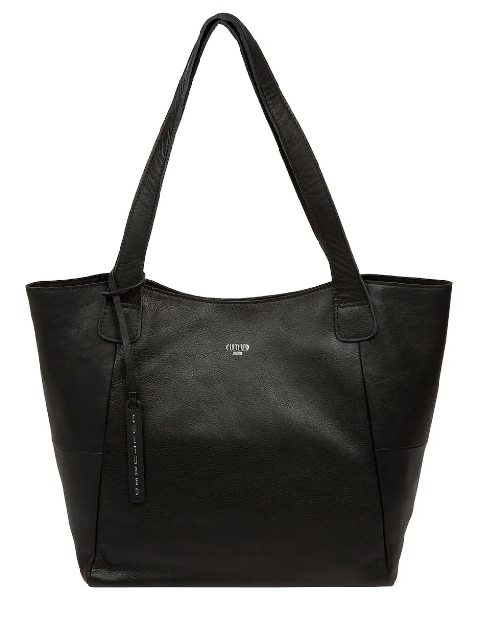 Cultured London 'Cami' Leather Black Tote Bag