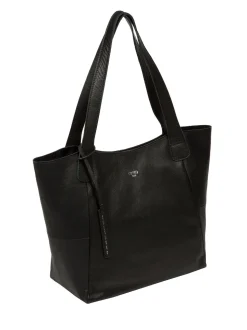Cultured London 'Cami' Leather Black Tote Bag