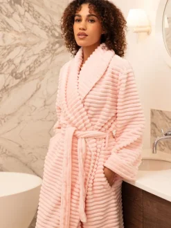 Cyberjammies Pink Striped Sealskin Fleecy Dressing Gown