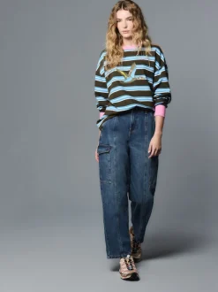 Dark Blue Ankle Straight Leg Carpenter Jeans
