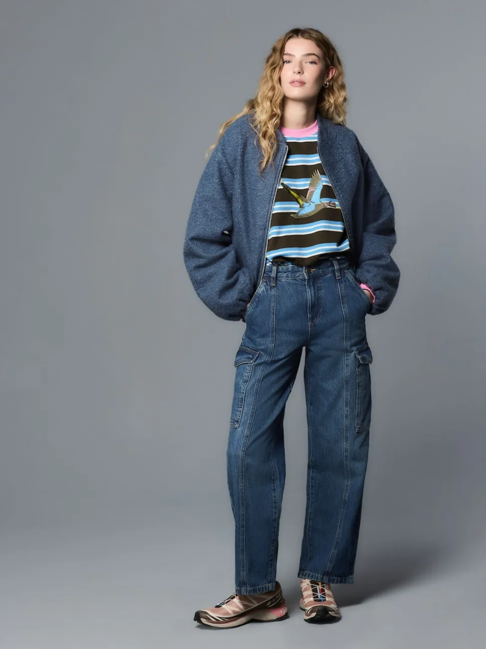 Dark Blue Ankle Straight Leg Carpenter Jeans