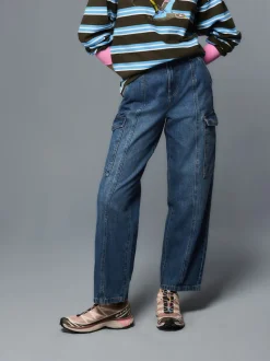 Dark Blue Ankle Straight Leg Carpenter Jeans