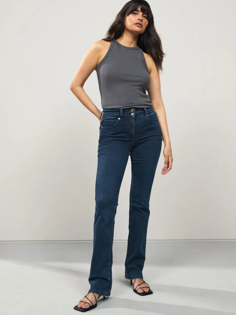 Dark Blue Denim Lift, Slim And Shape Bootcut Jeans