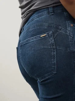 Dark Blue Denim Lift, Slim And Shape Bootcut Jeans