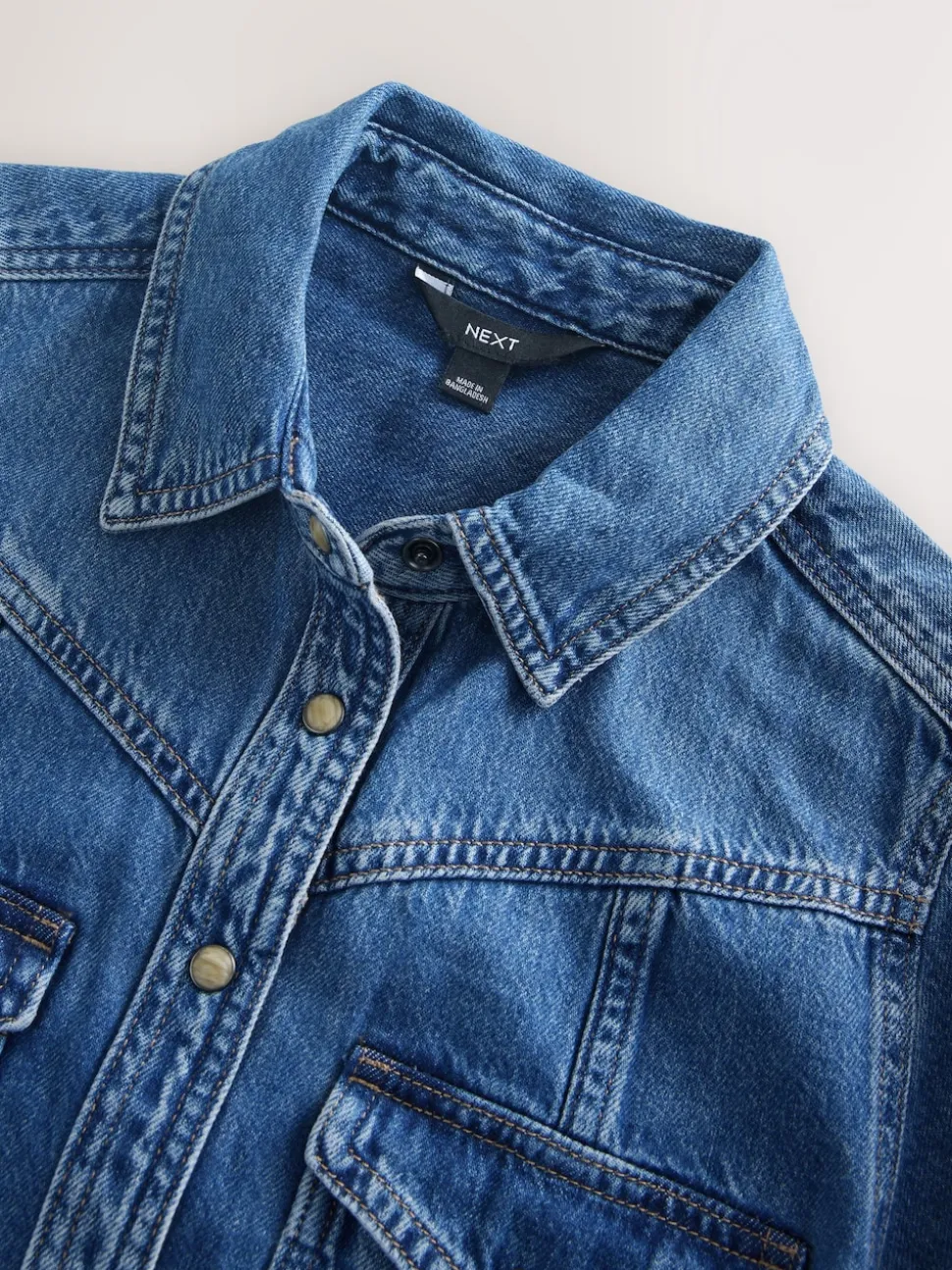 Dark Blue Denim Midi Shirt Dress