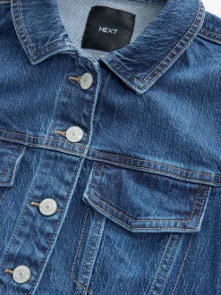 Dark Blue Fuller Bust Fitted Denim Jacket