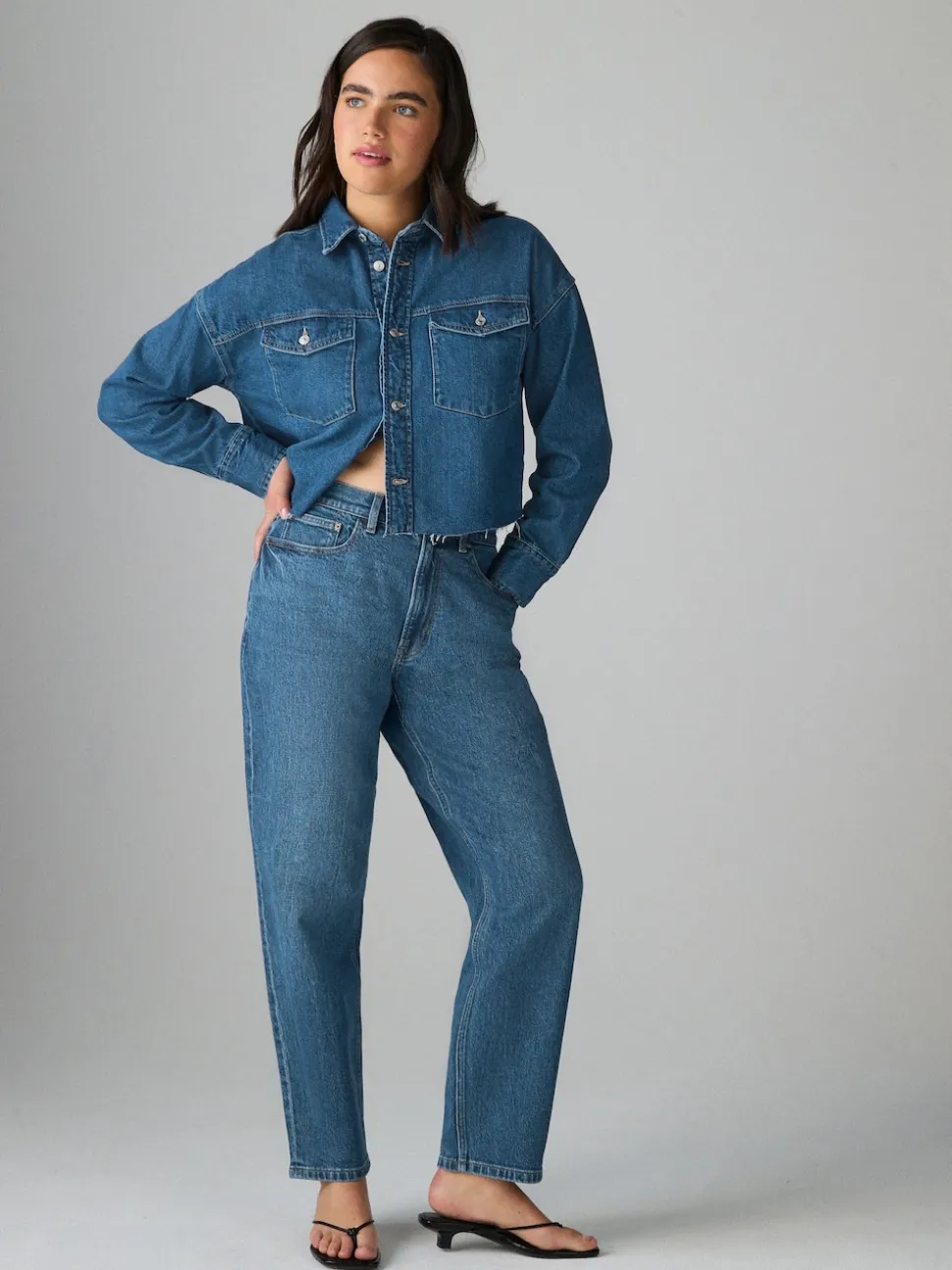 Dark Blue Hourglass Comfort Stretch Column Mom Jeans