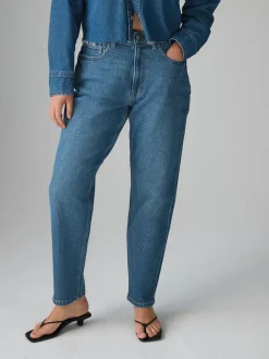 Dark Blue Hourglass Comfort Stretch Column Mom Jeans