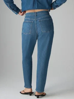 Dark Blue Hourglass Comfort Stretch Column Mom Jeans