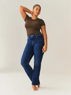 Dark Blue Hourglass Stretch Bootcut Denim Jeans