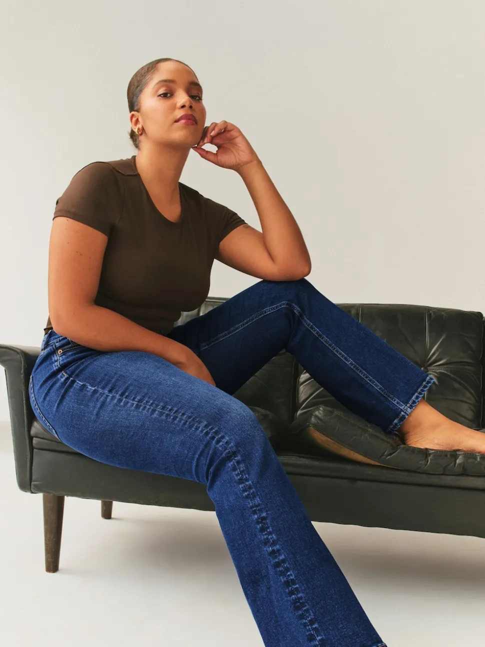 Dark Blue Hourglass Stretch Bootcut Denim Jeans