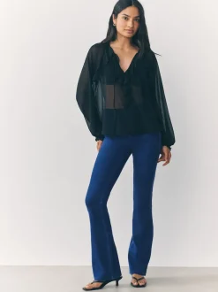 Dark Blue Jersey Bootcut Leggings