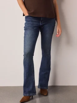 Dark Blue Maternity Denim Flare Jeans