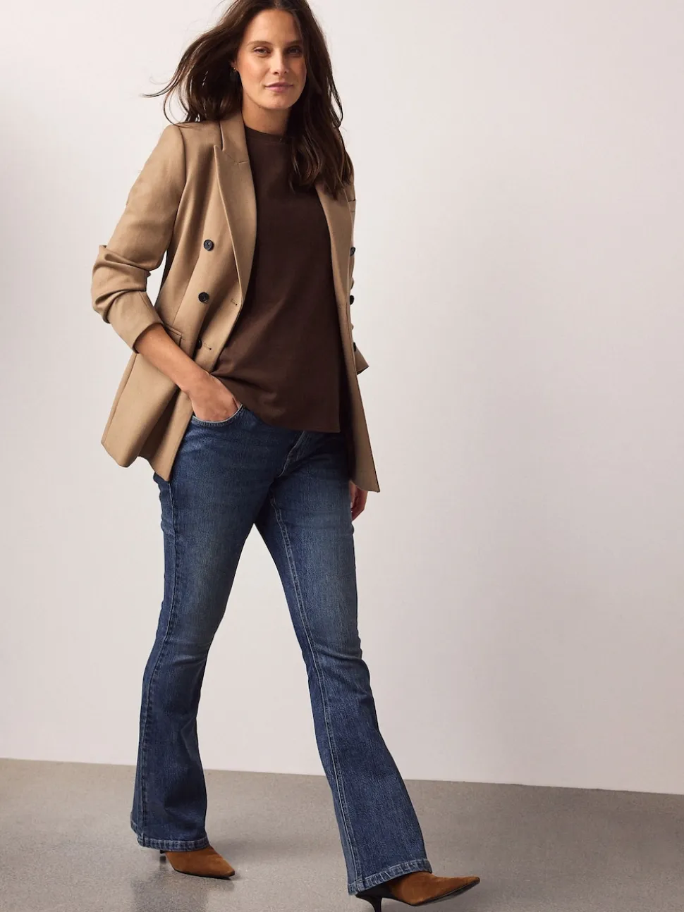 Dark Blue Maternity Denim Flare Jeans