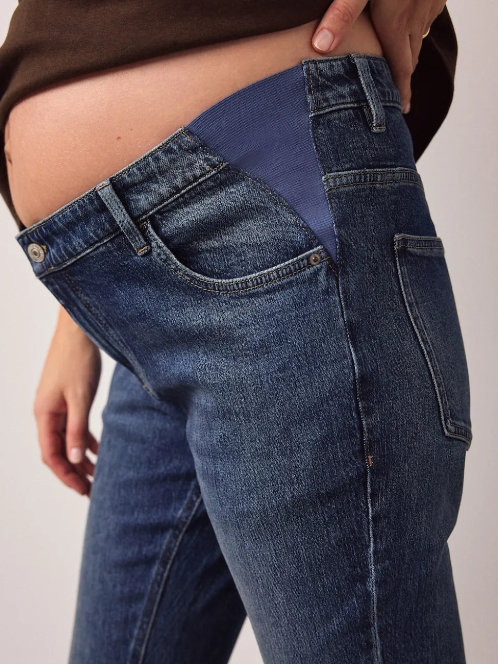 Dark Blue Maternity Denim Flare Jeans