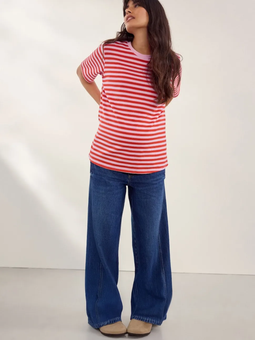 Dark Blue Maternity Wide Leg 100% Cotton Jeans