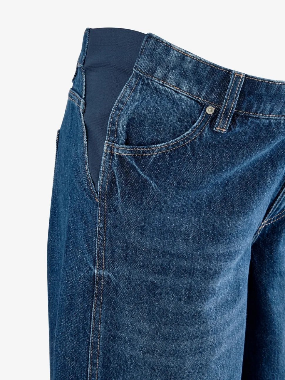 Dark Blue Maternity Wide Leg 100% Cotton Jeans