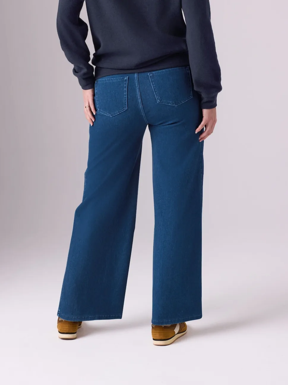 Dark Blue Maternity Wide Leg Denim Leggings