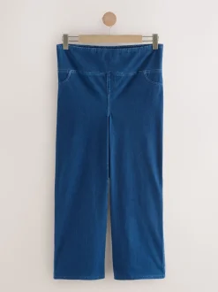 Dark Blue Maternity Wide Leg Denim Leggings