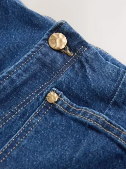 Dark Blue N Premium High Rise Patch Pocket Comfort Stretch Wide Leg Jeans