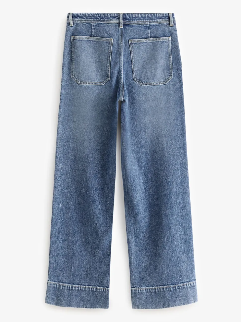 Dark Blue Patch Pocket Wide Leg Jeans