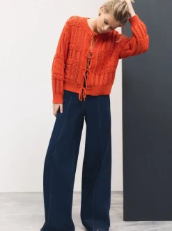 Dark Blue Pintuck Wide Leg Denim Joggers