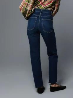 Dark Blue Slim Mid Rise Stretch Jeans