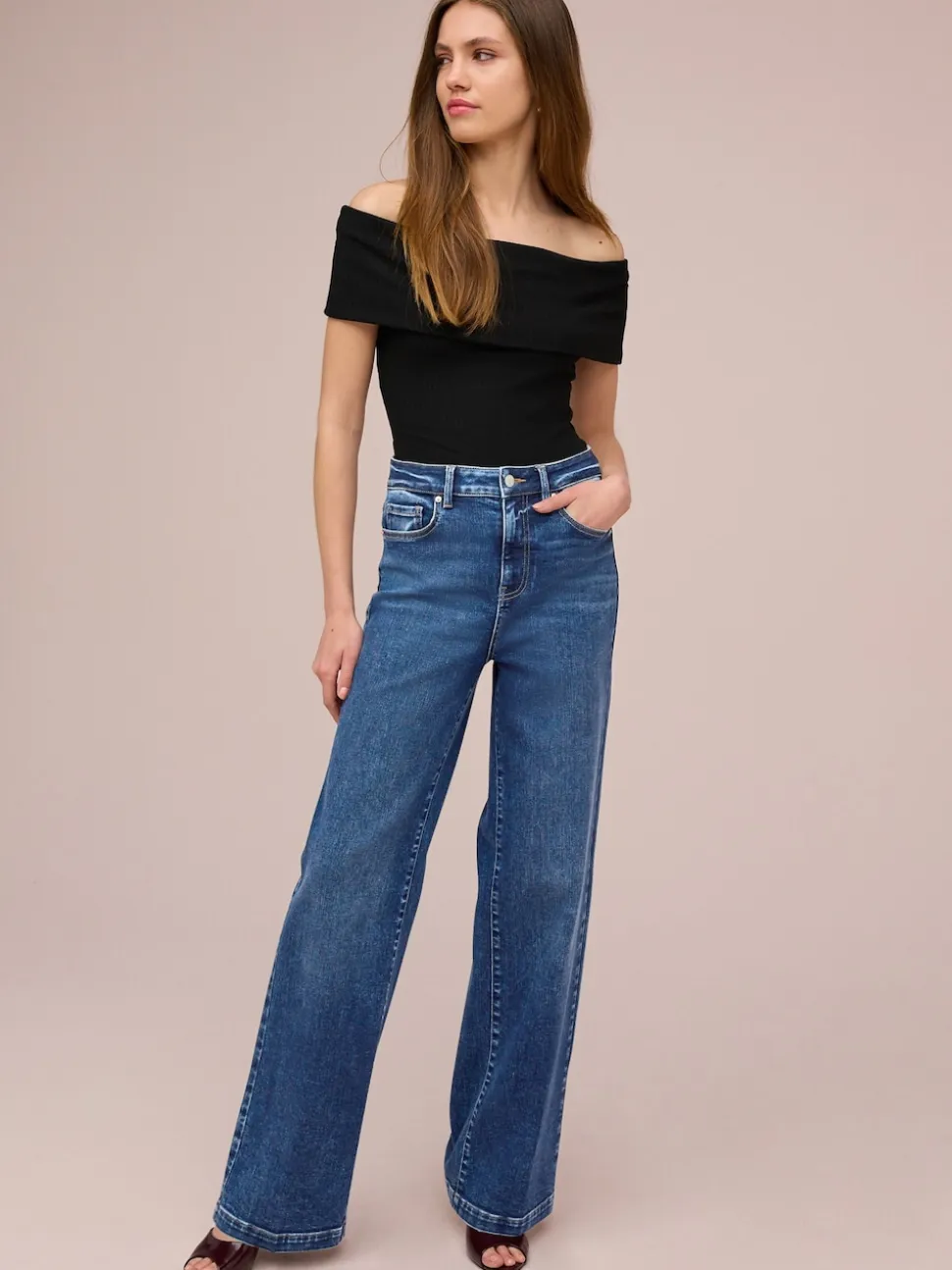 Dark Blue Wide Leg Jeans