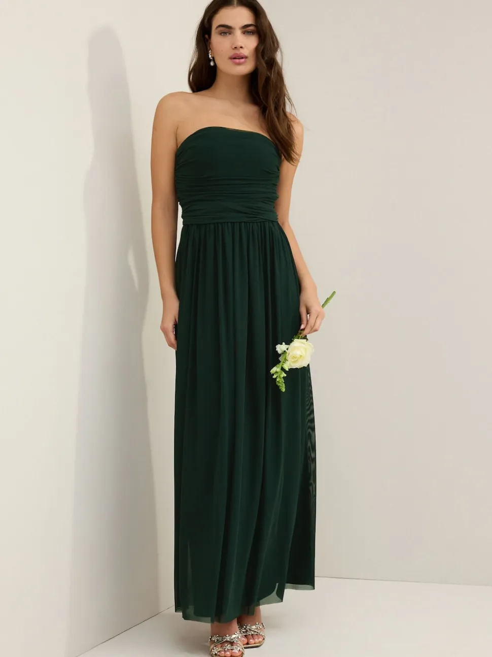 Dark Green Mesh Multiway Wedding Guest Bridesmaid Maxi Dress