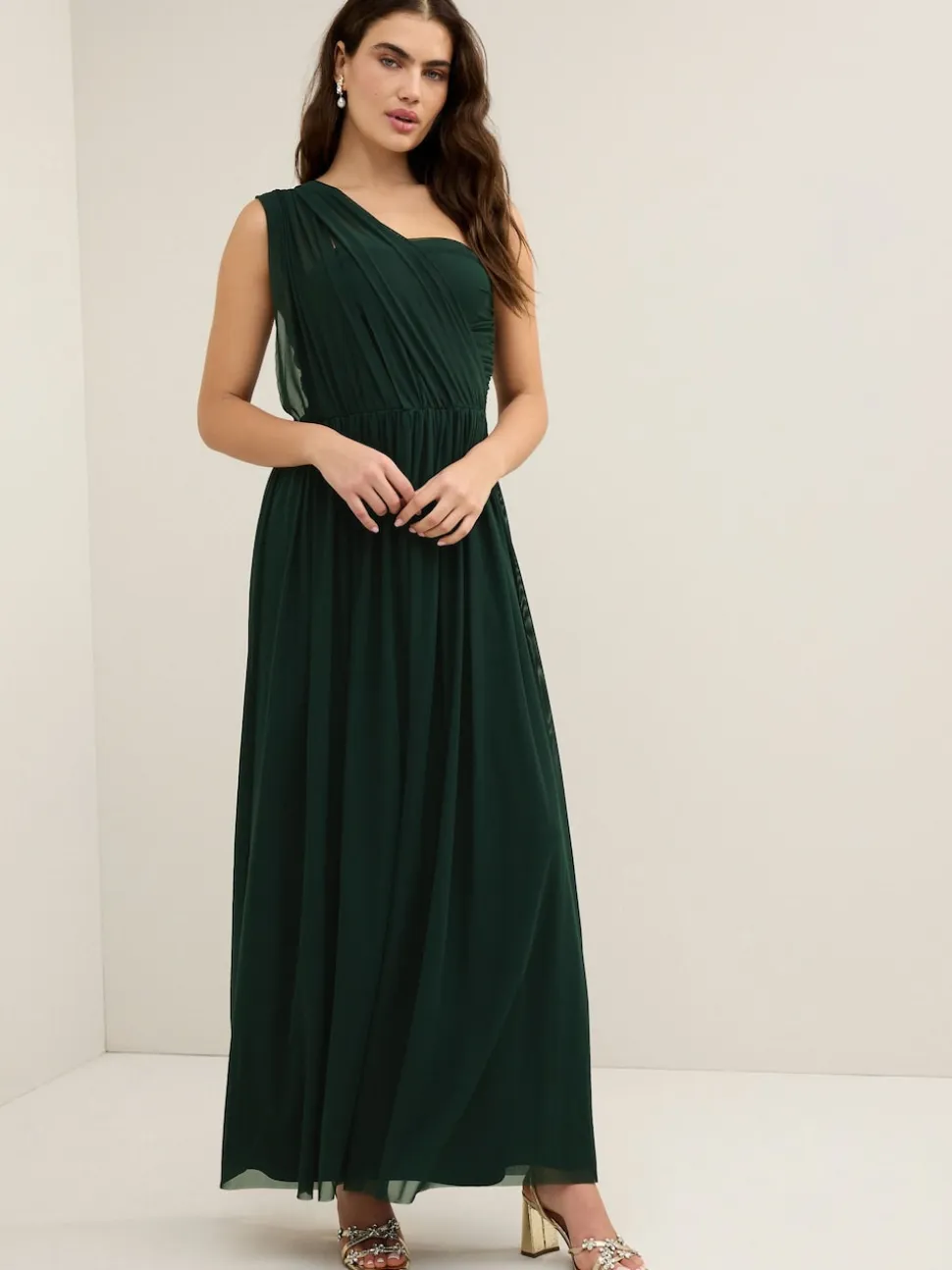 Dark Green Mesh Multiway Wedding Guest Bridesmaid Maxi Dress