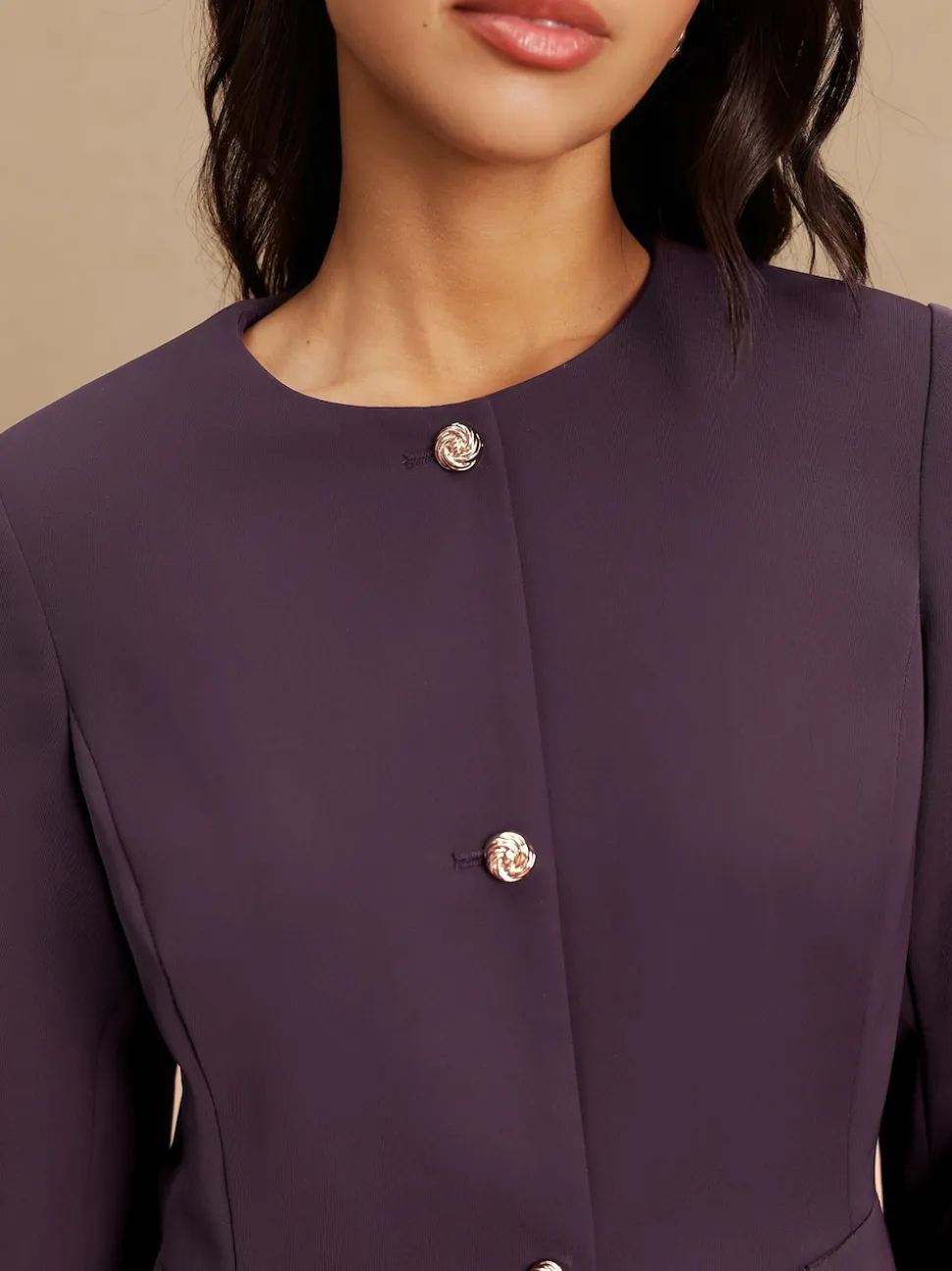 Dark Purple Collarless Blazer