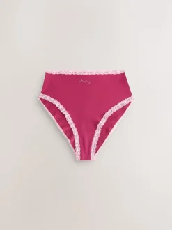 Days of the Week High Waist High Leg Cotton and Lace Knickers 7 Pack