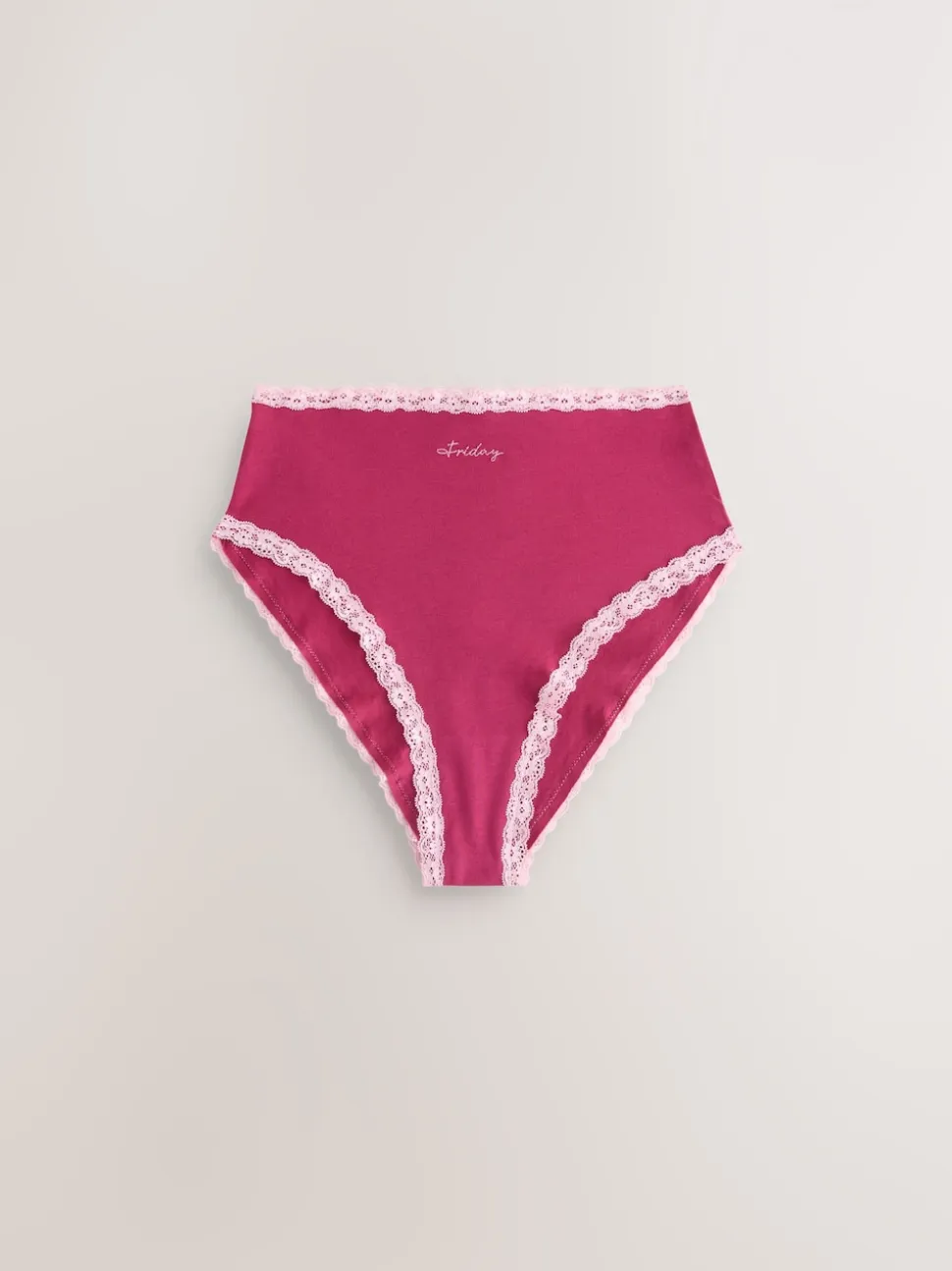 Days of the Week High Waist High Leg Cotton and Lace Knickers 7 Pack