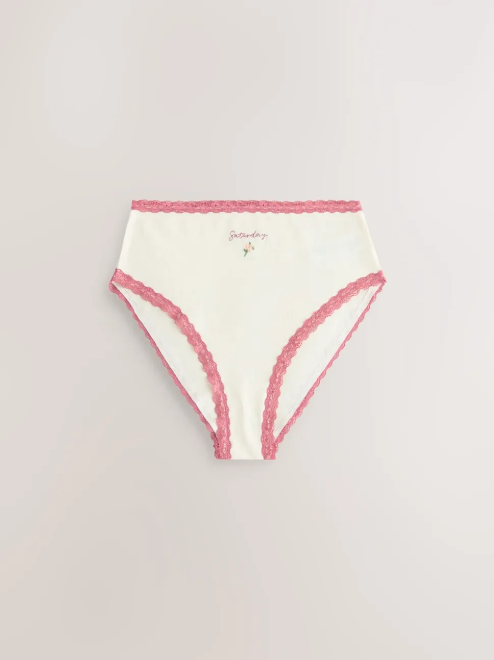 Days of the Week High Waist High Leg Cotton and Lace Knickers 7 Pack
