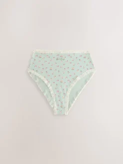 Days of the Week High Waist High Leg Cotton and Lace Knickers 7 Pack